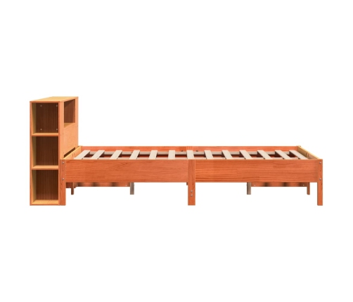 Cama con estantería sin colchón madera maciza marrón 160x200 cm