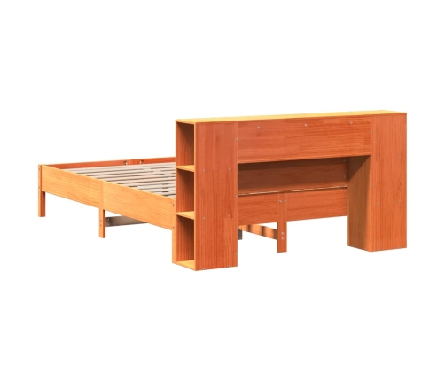 Cama con estantería sin colchón madera maciza marrón 160x200 cm