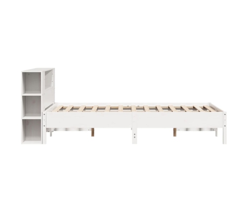 Cama con estantería sin colchón madera maciza blanca 150x200 cm