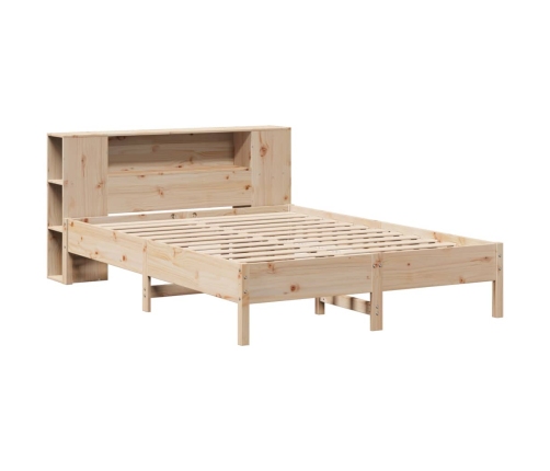 Cama con estantería sin colchón madera maciza de pino 140x200cm