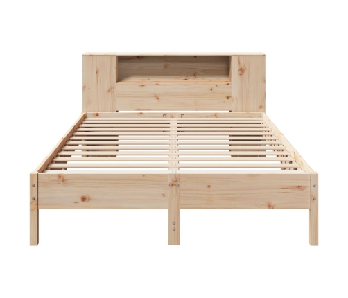 Cama con estantería sin colchón madera maciza de pino 140x200cm
