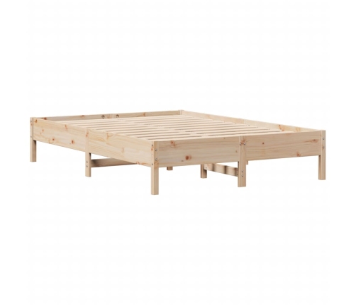 Cama con estantería sin colchón madera maciza de pino 140x200cm