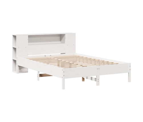 Cama con estantería sin colchón madera maciza blanca 120x200 cm