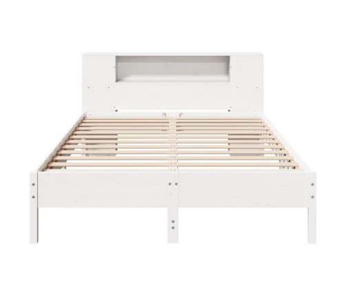 Cama con estantería sin colchón madera maciza blanca 120x200 cm
