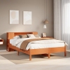 Cama con estantería sin colchón madera maciza marrón 140x190 cm