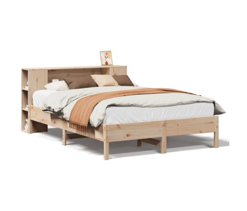 Cama con estantería sin colchón madera maciza de pino 120x190cm