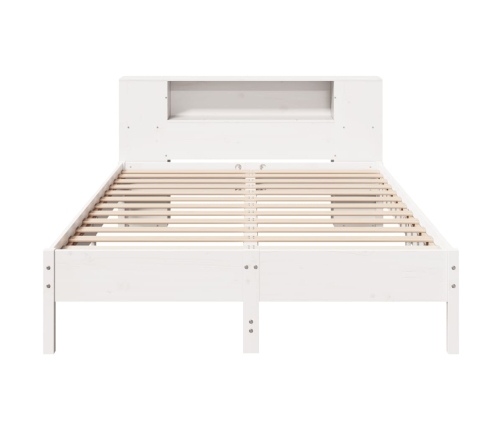 Cama con estantería sin colchón madera maciza blanca 120x190 cm