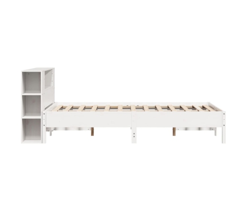 Cama con estantería sin colchón madera maciza blanca 120x190 cm