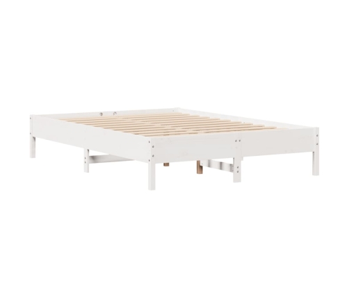Cama con estantería sin colchón madera maciza blanca 120x190 cm