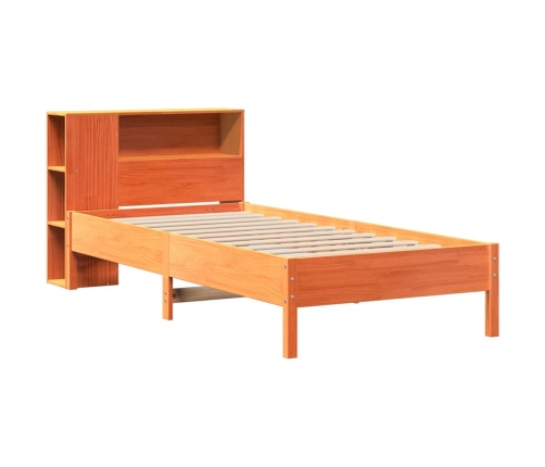 Cama con estantería sin colchón madera maciza marrón 100x200 cm