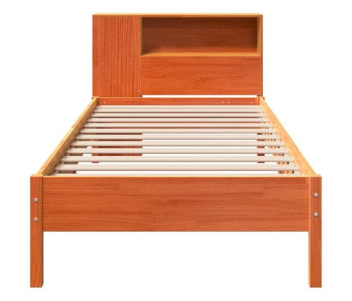 Cama con estantería sin colchón madera maciza marrón 100x200 cm