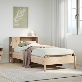 Cama con estantería sin colchón madera maciza de pino 90x200 cm
