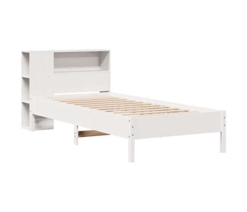 Cama con estantería sin colchón madera maciza blanco 90x200 cm