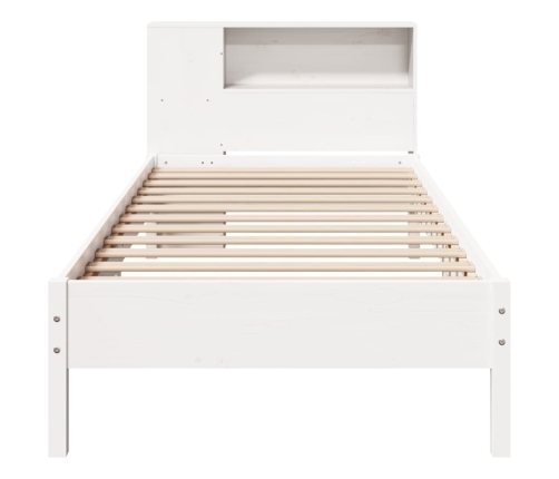 Cama con estantería sin colchón madera maciza blanco 90x200 cm