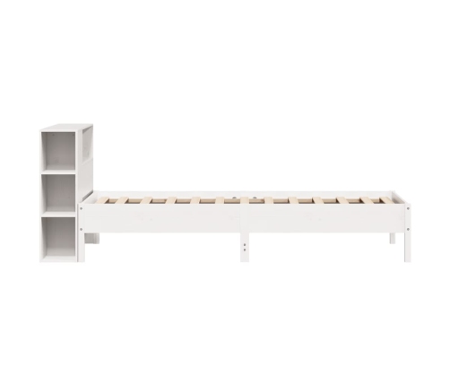 Cama con estantería sin colchón madera maciza blanco 90x200 cm