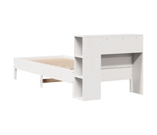 Cama con estantería sin colchón madera maciza blanco 90x200 cm