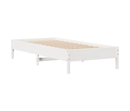 Cama con estantería sin colchón madera maciza blanco 90x200 cm
