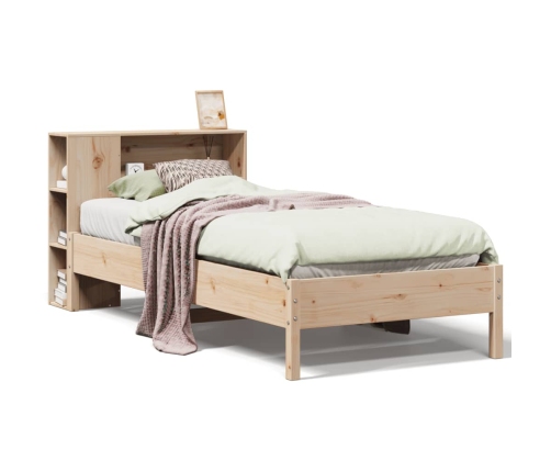 Cama con estantería sin colchón madera maciza de pino 75x190 cm