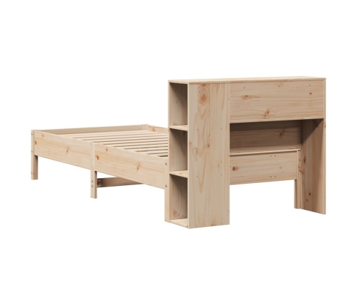 Cama con estantería sin colchón madera maciza de pino 75x190 cm
