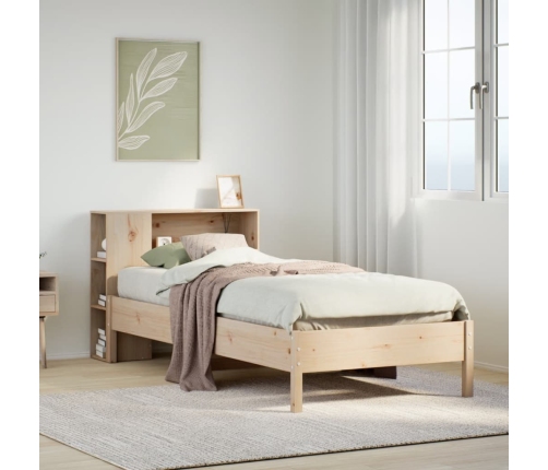 Cama con estantería sin colchón madera maciza de pino 75x190 cm