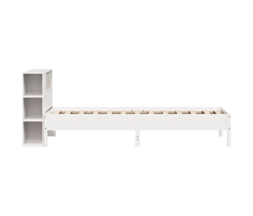 Cama con estantería sin colchón madera maciza blanca 75x190 cm