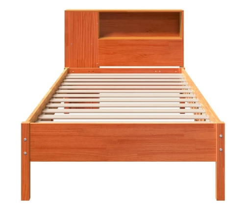 Cama con estantería sin colchón madera maciza marrón 75x190 cm