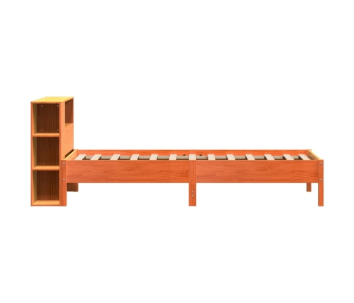 Cama con estantería sin colchón madera maciza marrón 75x190 cm