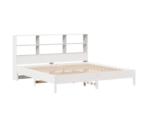 Cama con estantería sin colchón madera maciza blanca 200x200 cm