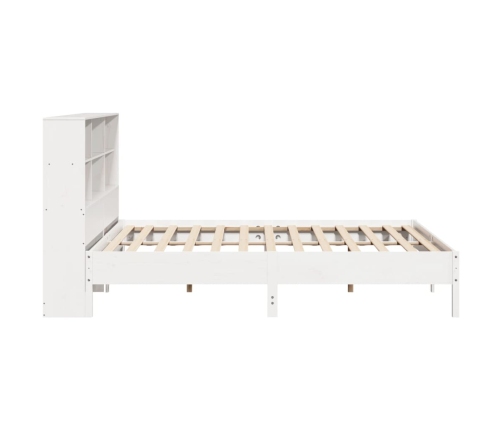 Cama con estantería sin colchón madera maciza blanca 200x200 cm