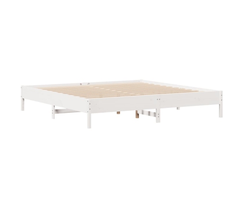 Cama con estantería sin colchón madera maciza blanca 200x200 cm