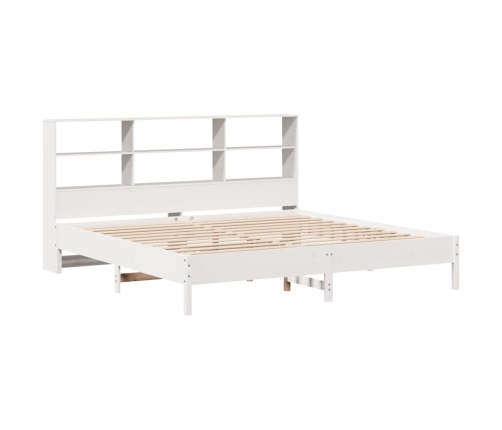 Cama con estantería sin colchón madera maciza blanca 180x200 cm