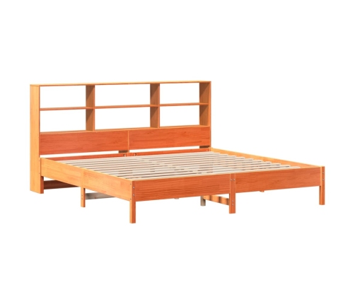 Cama con estantería sin colchón madera maciza marrón 180x200cm