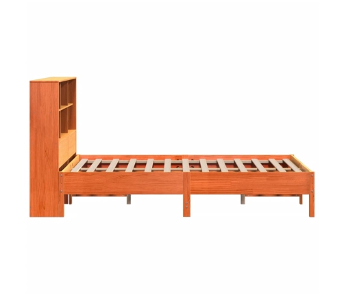 Cama con estantería sin colchón madera maciza marrón 160x200 cm