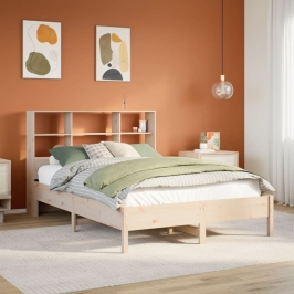 Cama con estantería sin colchón madera maciza de pino 150x200cm