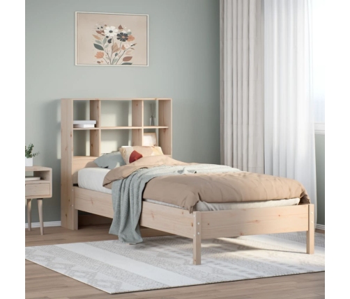 Cama con estantería sin colchón madera maciza de pino 100x200cm