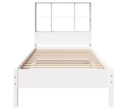 Cama con estantería sin colchón madera maciza blanca 100x200 cm