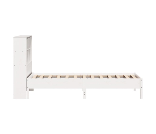 Cama con estantería sin colchón madera maciza blanca 100x200 cm