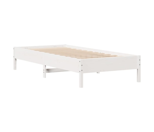 Cama con estantería sin colchón madera maciza blanca 100x200 cm