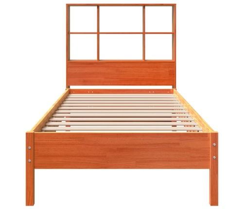 Cama con estantería sin colchón madera maciza marrón 100x200 cm