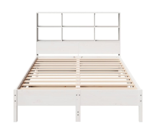 Cama con estantería sin colchón madera maciza blanca 140x190 cm