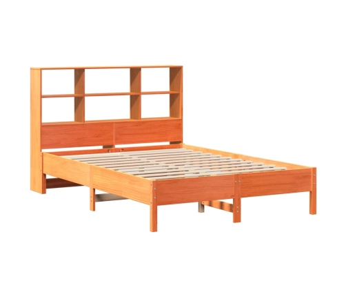 Cama con estantería sin colchón madera maciza marrón 140x190 cm