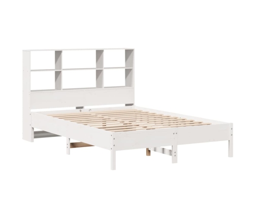 Cama con estantería sin colchón madera maciza blanca 135x190 cm