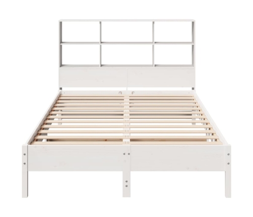 Cama con estantería sin colchón madera maciza blanca 135x190 cm