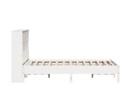 Cama con estantería sin colchón madera maciza blanca 135x190 cm