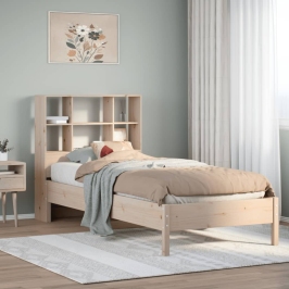 Cama con estantería sin colchón madera maciza de pino 90x190 cm