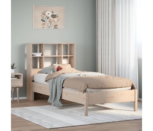 Cama con estantería sin colchón madera maciza de pino 90x190 cm