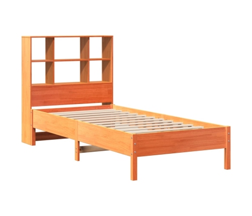 Cama con estantería sin colchón madera maciza marrón 90x190 cm