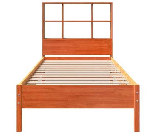 Cama con estantería sin colchón madera maciza marrón 90x190 cm