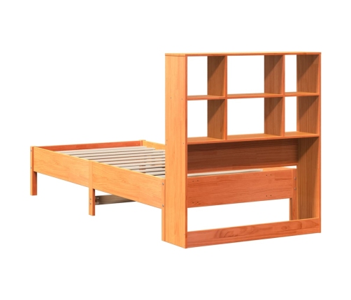 Cama con estantería sin colchón madera maciza marrón 90x190 cm