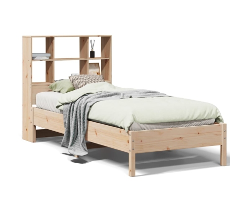 Cama con estantería sin colchón madera maciza de pino 75x190 cm